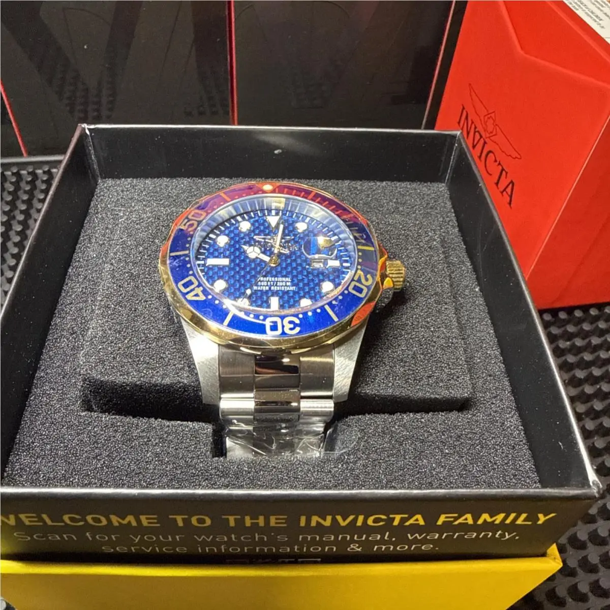 Invicta Grand Diver 12566 Blue Carbon Fiber Dial Two Tone Quartz 47mm Mens Watch