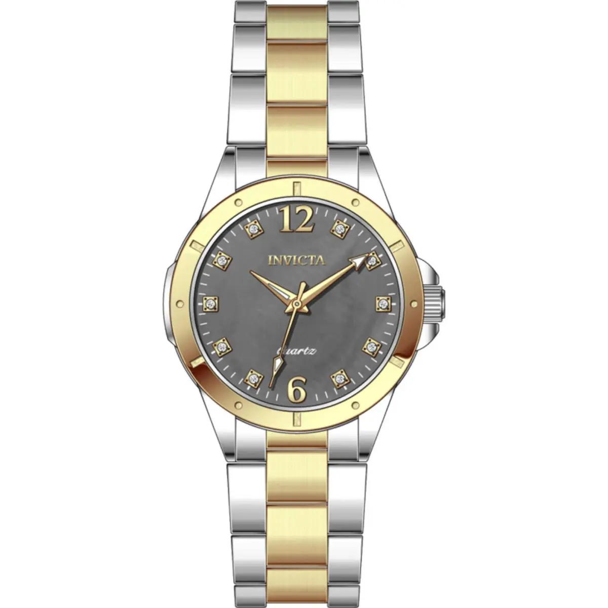 Invicta Women`s Watch Celestial Quartz Charcoal Dial Two Tone Bracelet 69347