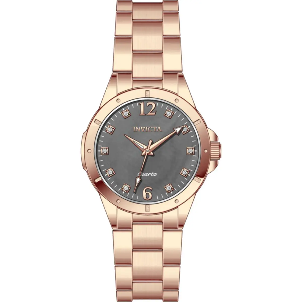 Invicta Women`s Watch Celestial Quartz Charcoal Dial Rose Gold Bracelet 69349