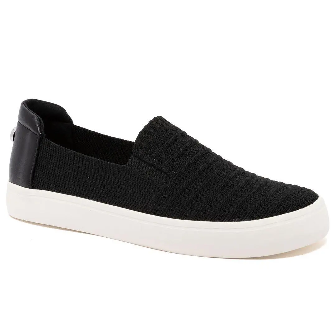 Women`s Slip-on Sneakers – Casual Comfort Walking Shoes black knit by Nautica