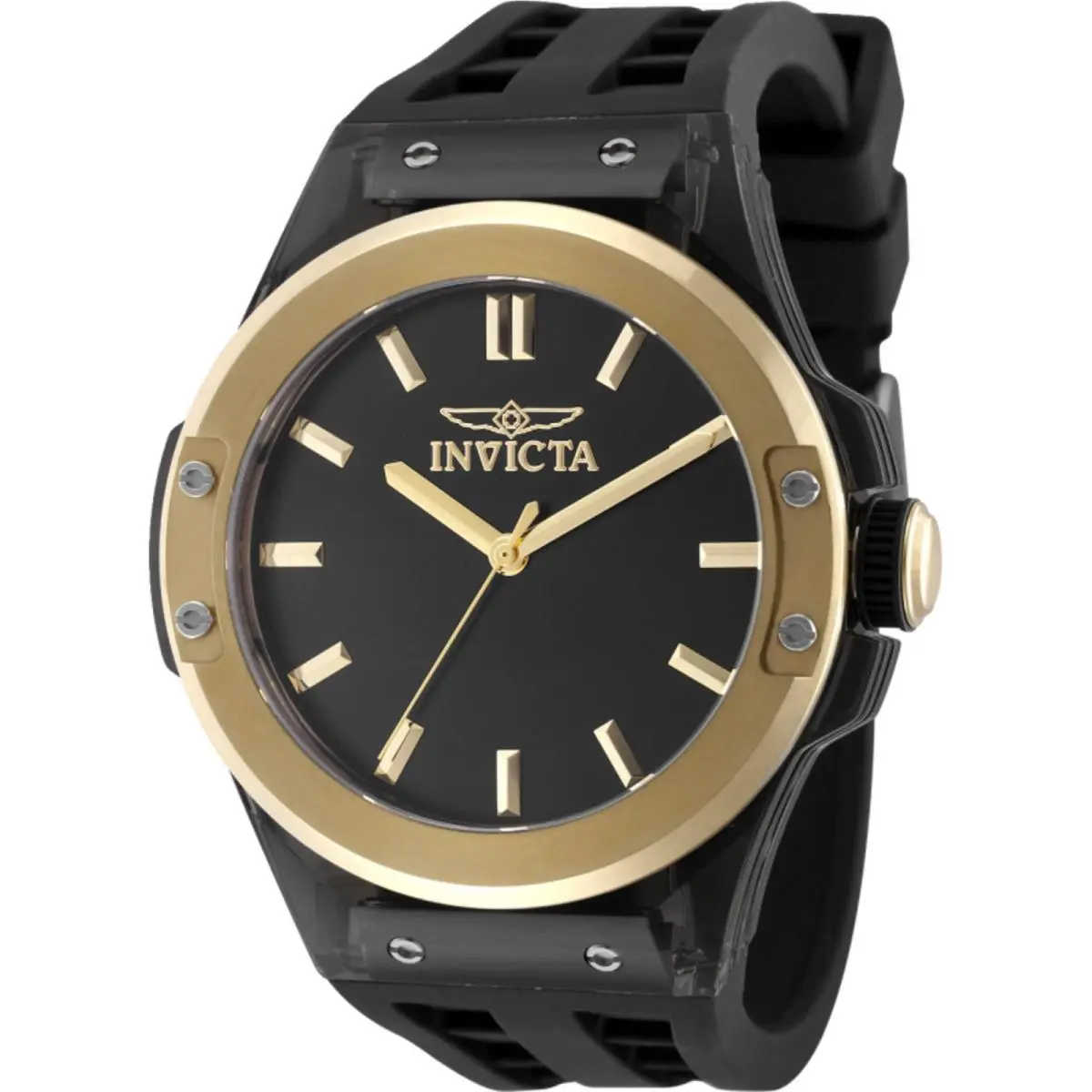 Invicta Men`s Watch Sea Base Quartz Black Brass Dial Silicone Rubber Strap 50015
