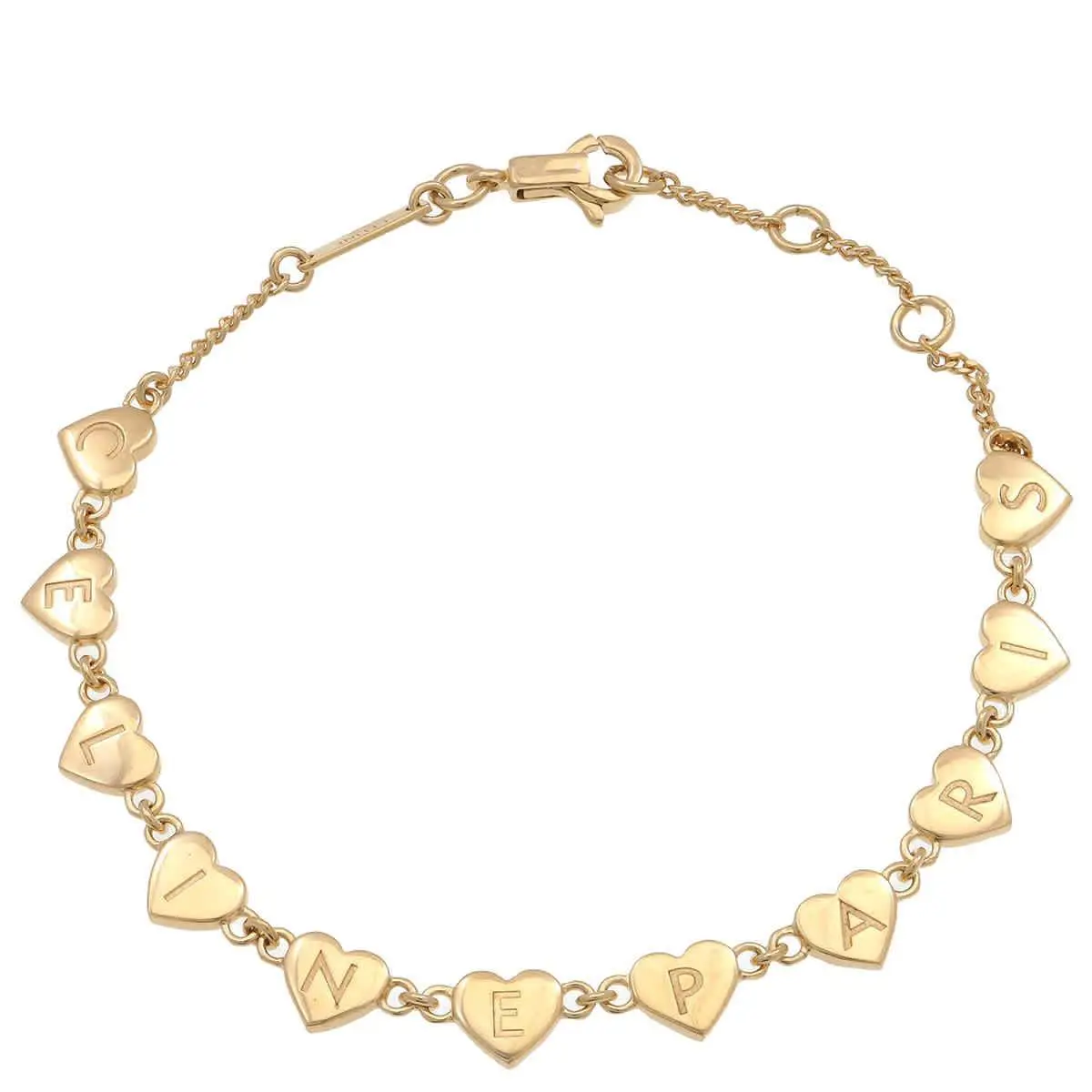 Celine Gold Heart Logo Charm Bracelet