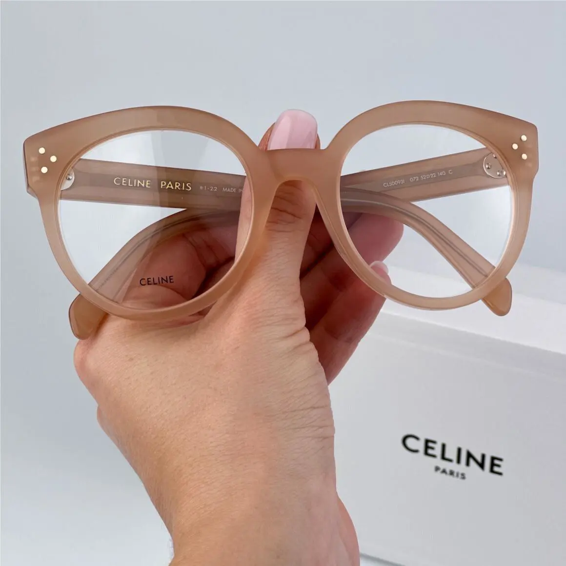 Women Eyeglasses Beige Demo Round CL50093I 072 by Celine