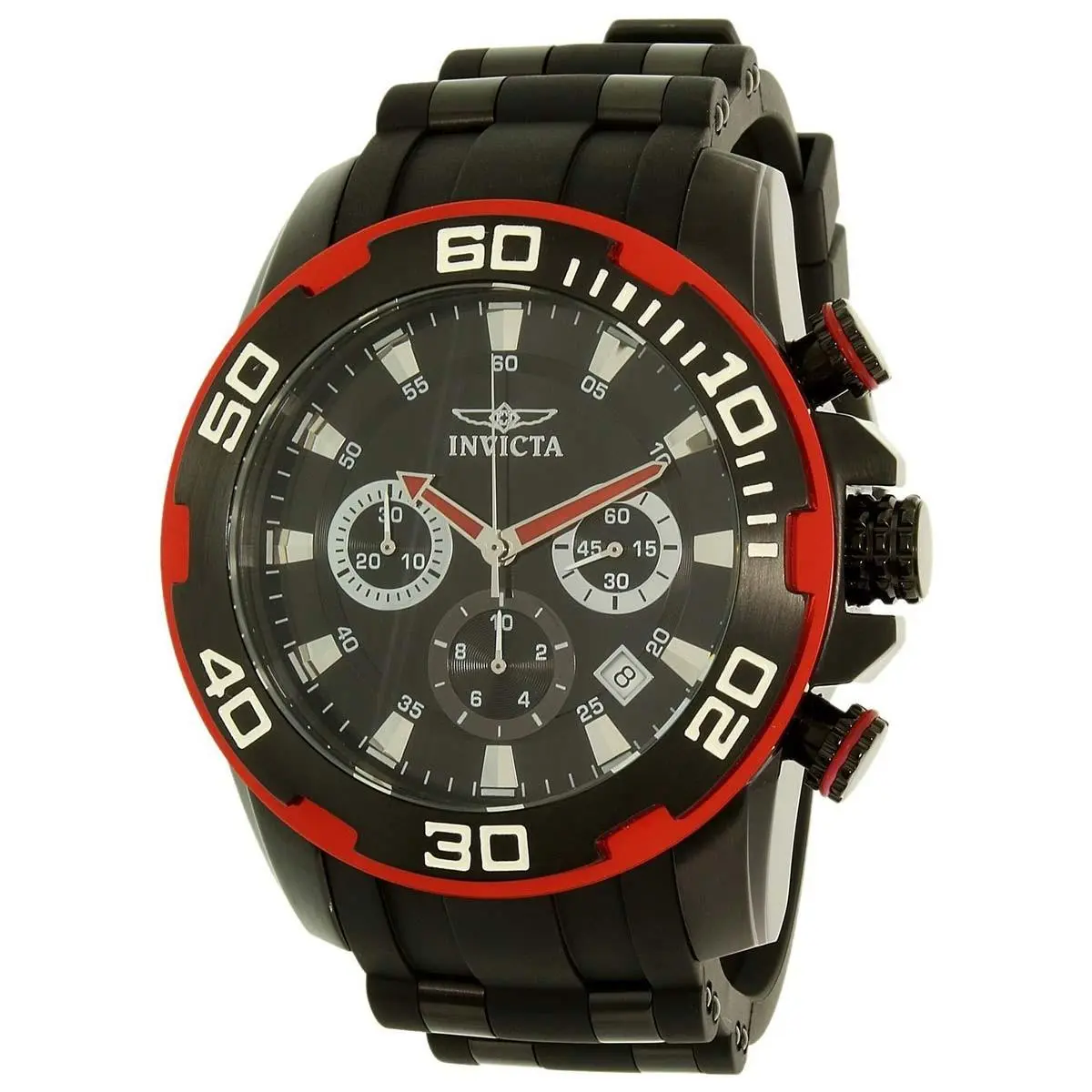 Invicta 22310 Gent`s Red Accented Black Bezel Chrono Date Watch