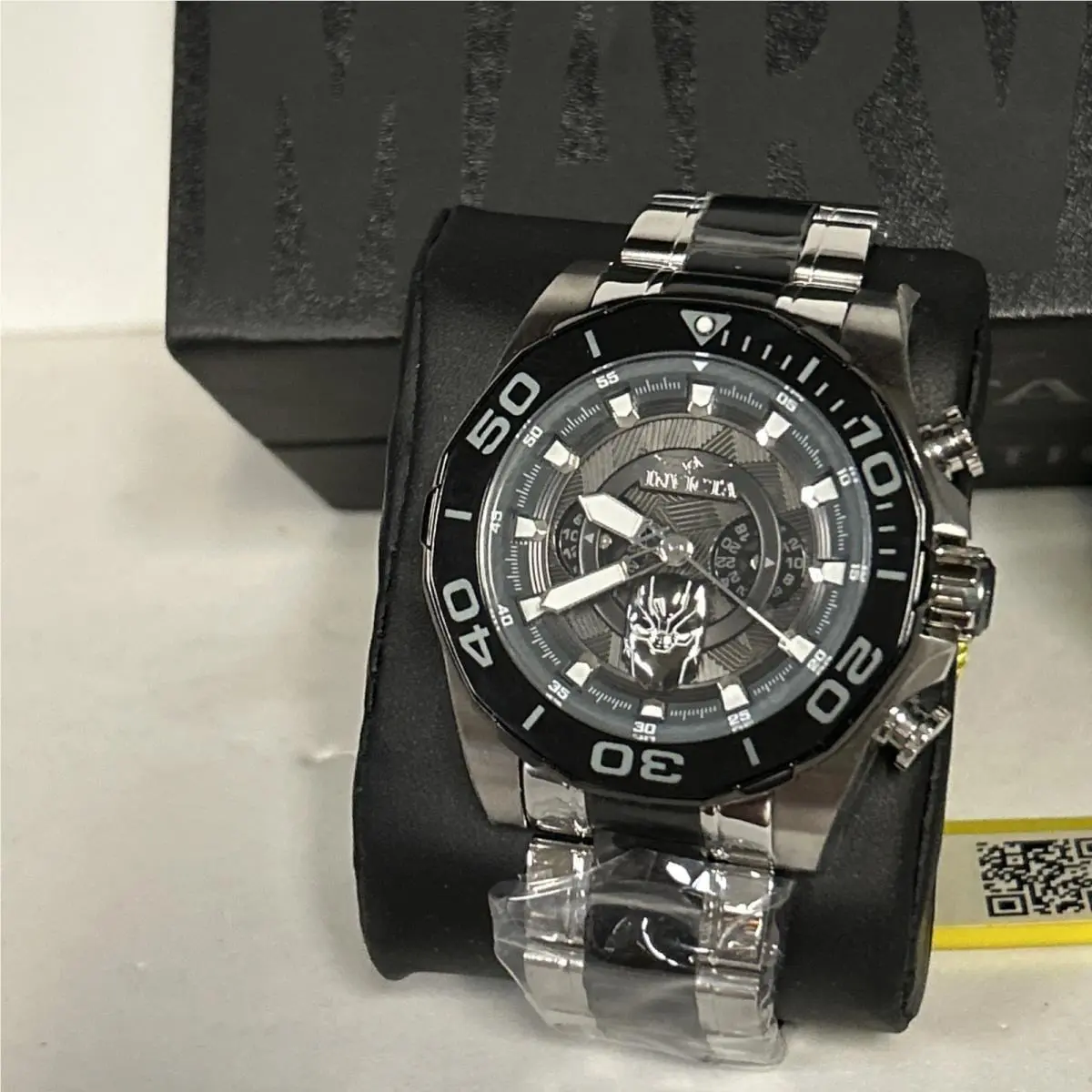 48mm Punisher Black Slvrtn Bracelet Chrono Dual Time Invicta Watch