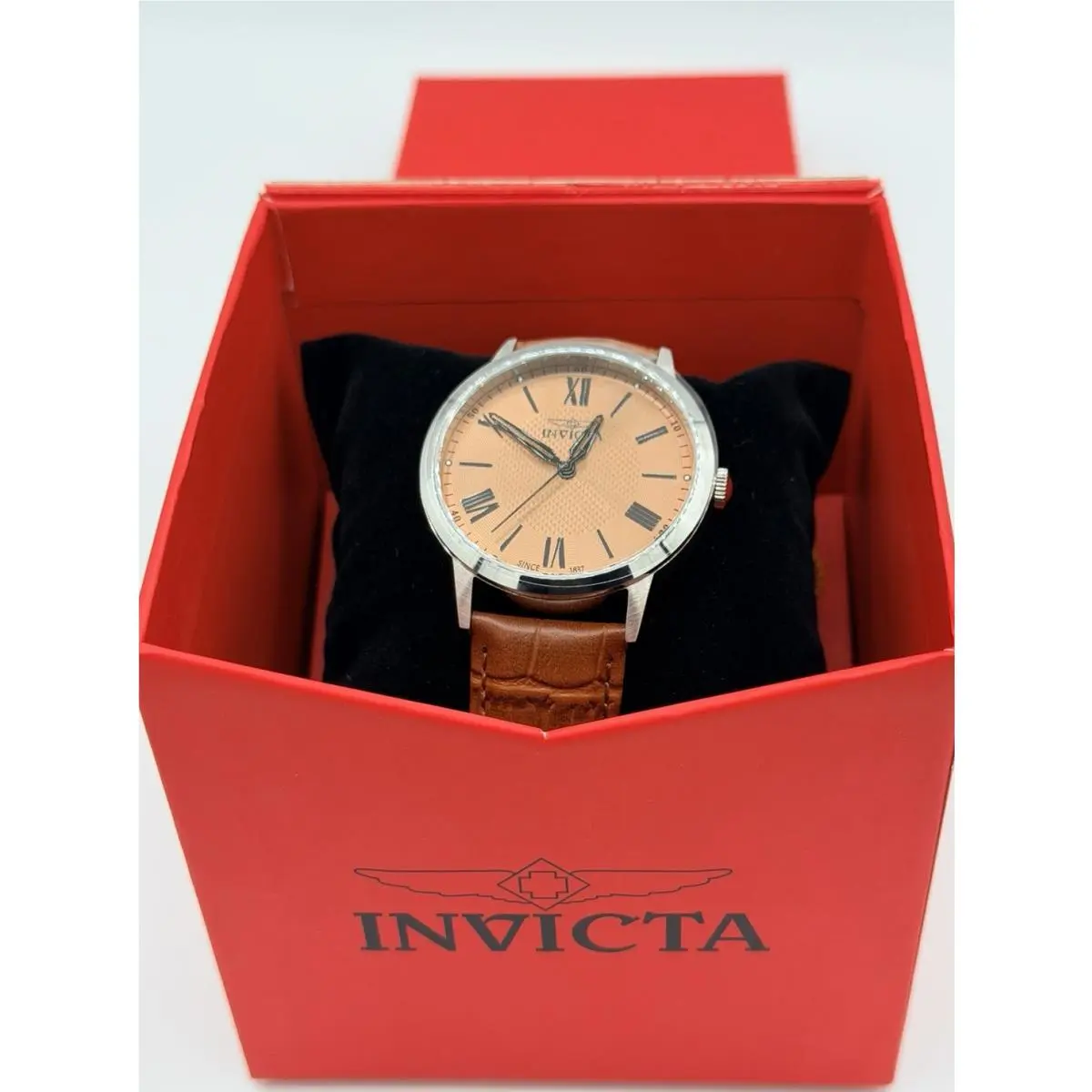 Celestial Men`s Watch Quartz Brown Dial Brown Leather Band 50464 by Invicta