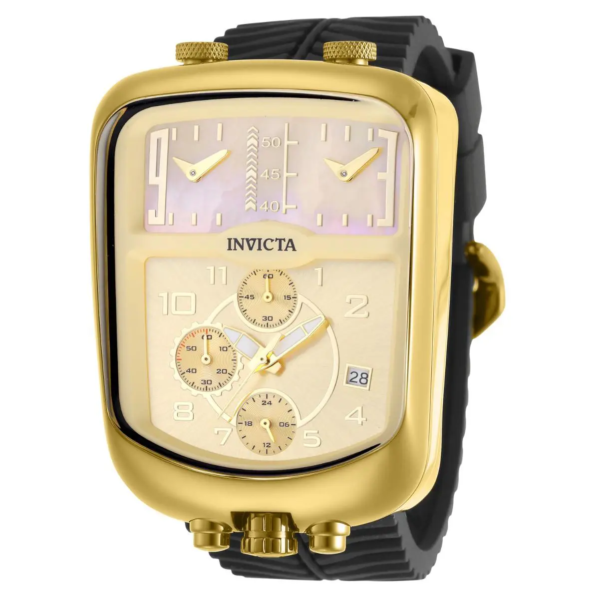 Invicta S1 Rally Dualshift Men`s 42mm Gold Mop Triple Time Chrono Watch 49634