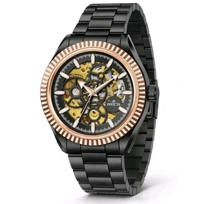 Invicta Objet D Art Men’s 43mm Automatic Watch Skeleton Dial Black 69757