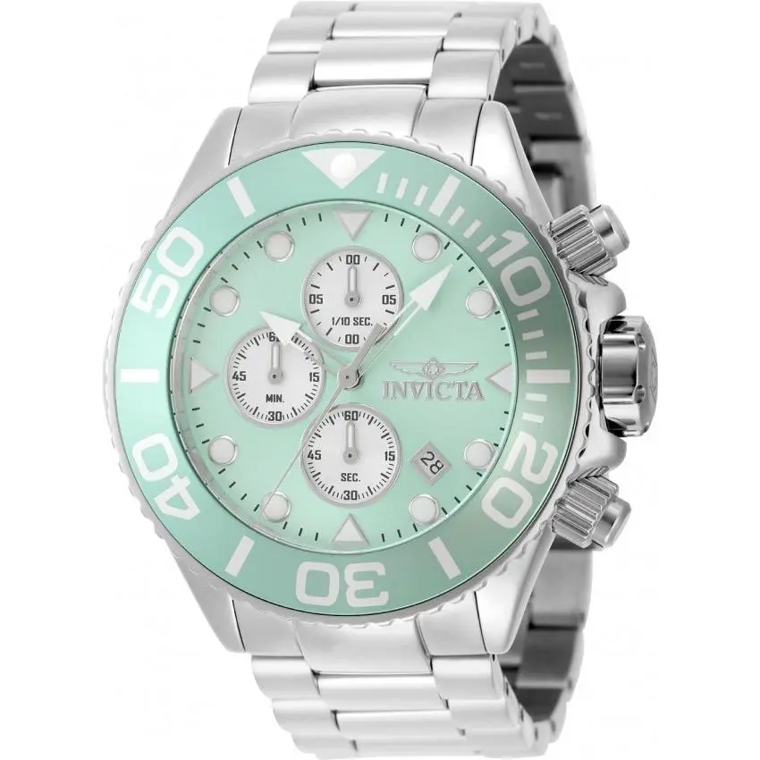 Invicta Grand Diver Men`s Quartz VD57 Watch Silver W/turquoise Dial 48583