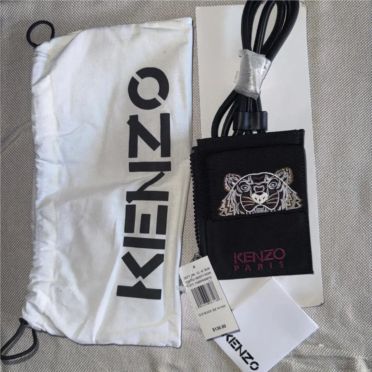 Kenzo Kampus Shoulder Strap Card Holder Women`s One Size Black Zipper and Snap