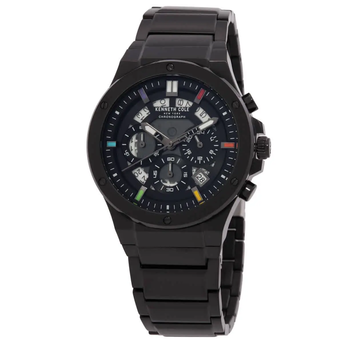 Kenneth Cole New York Chronograph Quartz Black Dial Men`s Watch KCWGI0058301 - Dial: Black, Band: Black, Bezel: Black