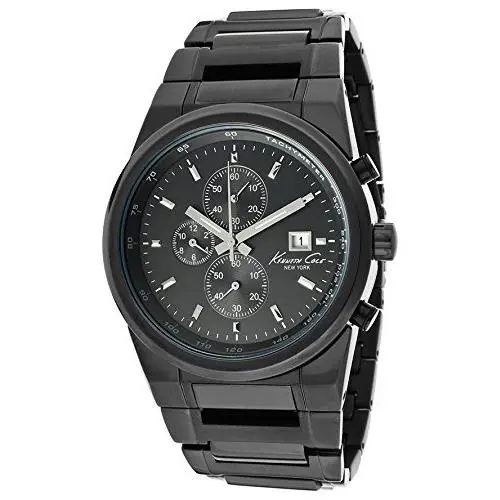 Black Steel Bracelet Case Mineral Men`s Quartz Watch KC9216 by Kenneth Cole