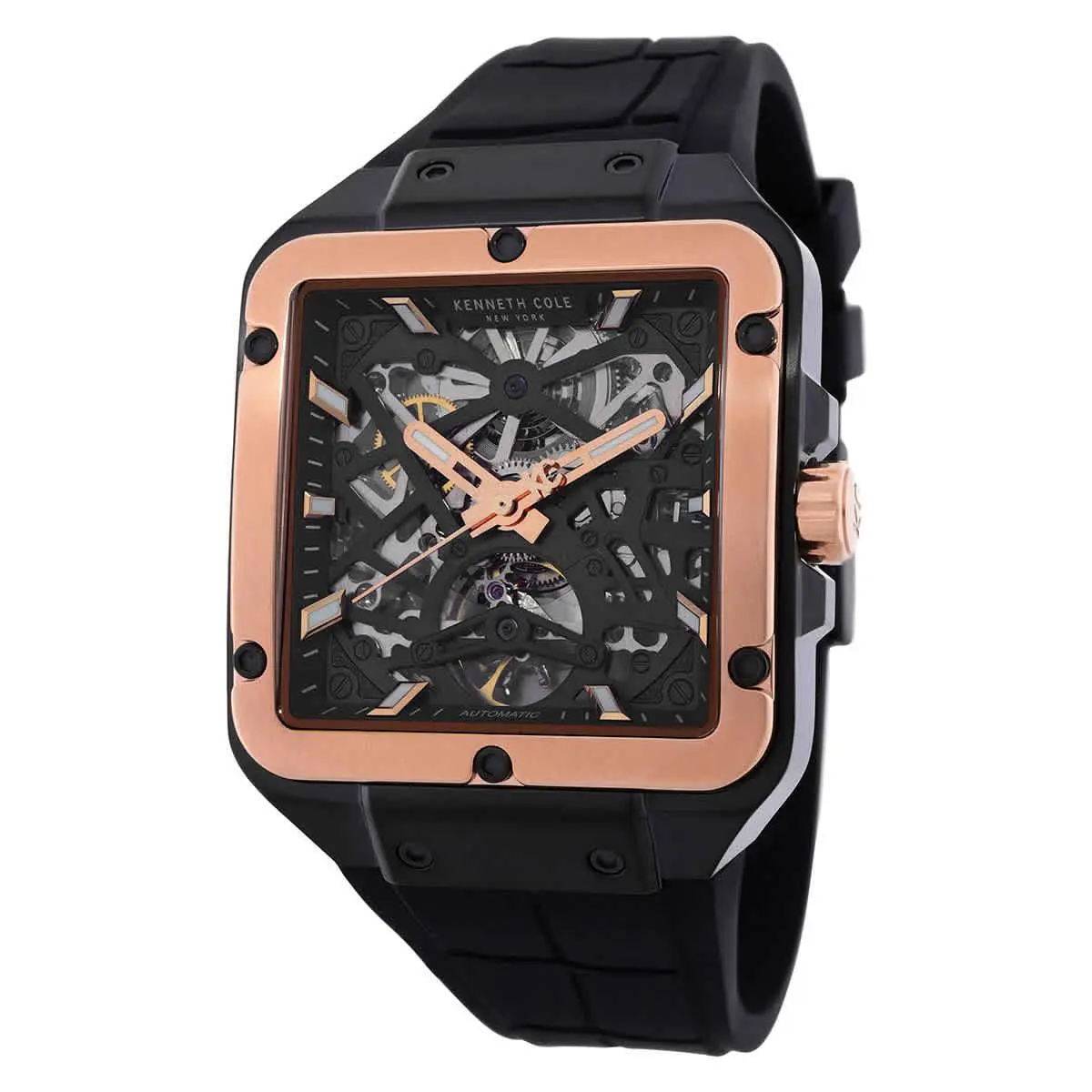 Kenneth Cole New York Gotham Automatic Men`s Watch KCWGZ0065403 - Dial: Skeleton, Band: Black, Bezel: Black