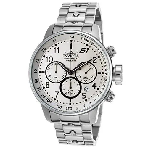 Invicta 48MM Men`s S1 Rally Quartz Chronograph Ivory Dial Stainless Watch 23077 - Steel, Band: Steel, Bezel: Steel