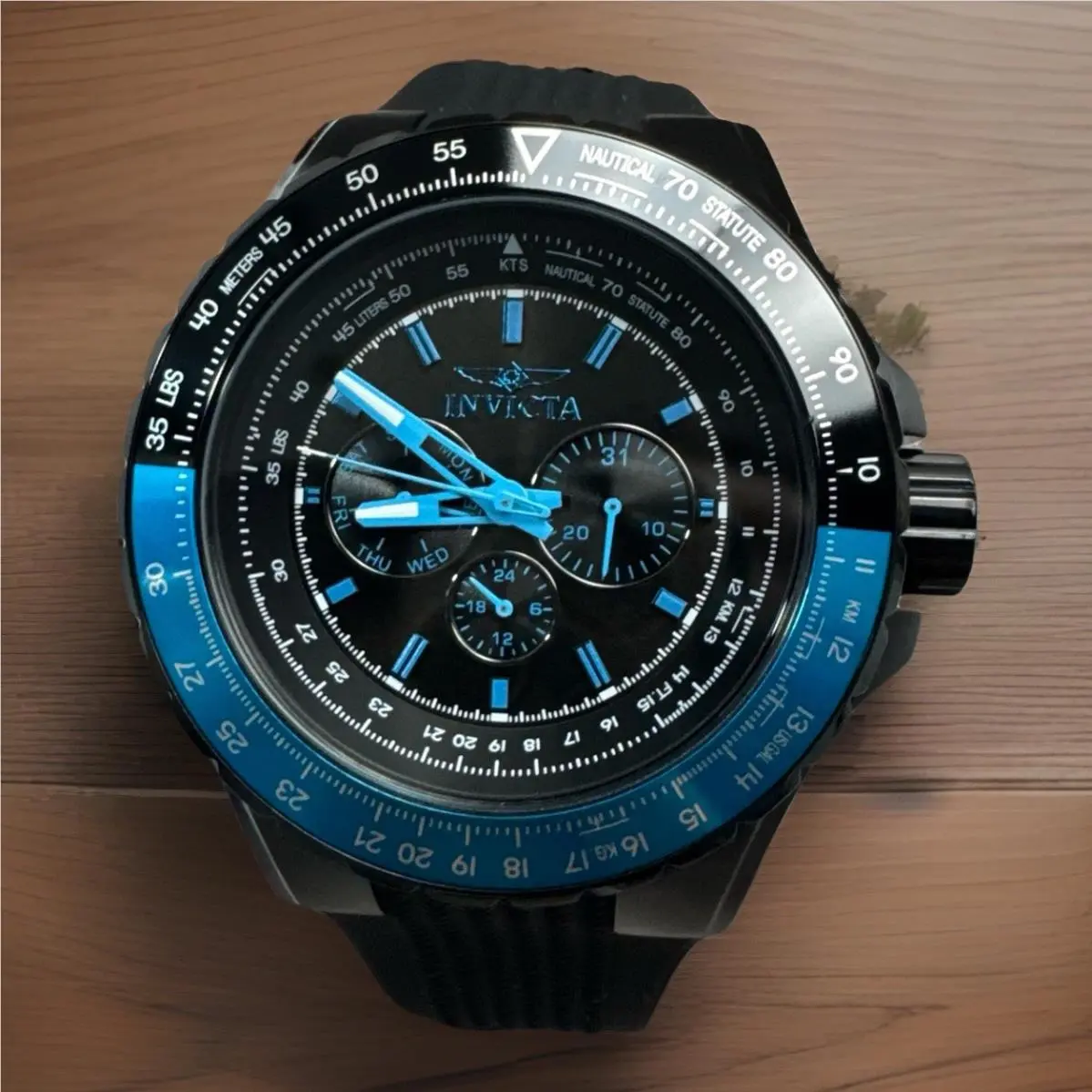 Invicta Aviator Skyshock Watch Men 50mm Blue Black Chronograph Quartz Silicon