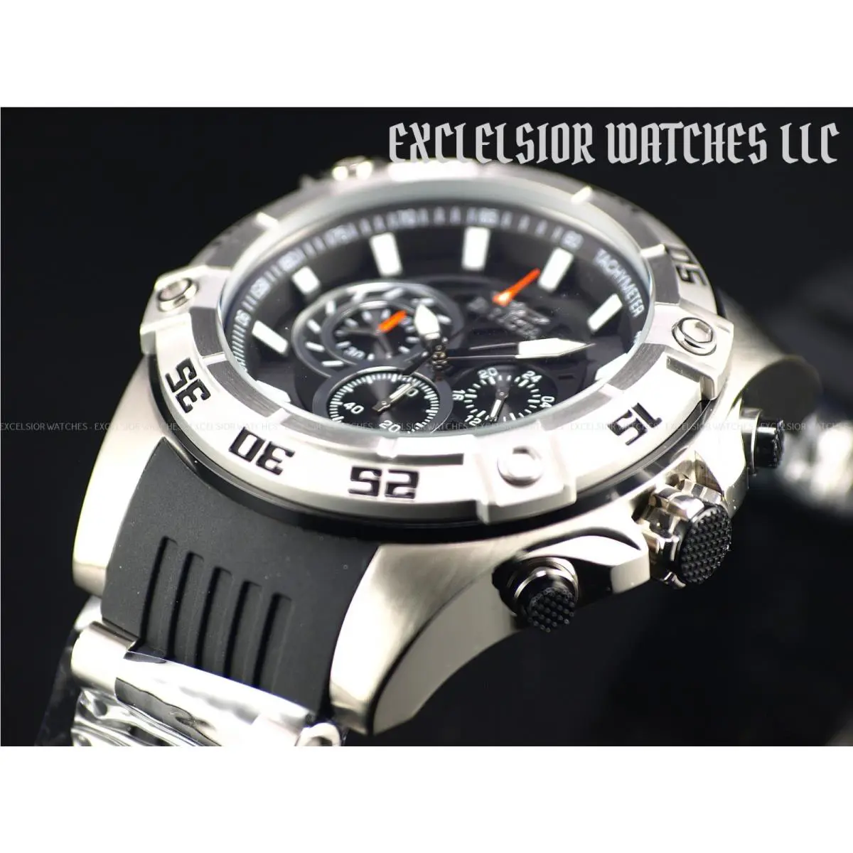 Invicta Men`s 52mm Speedway Viper Quartz Chronograph Black Dial SS Watch