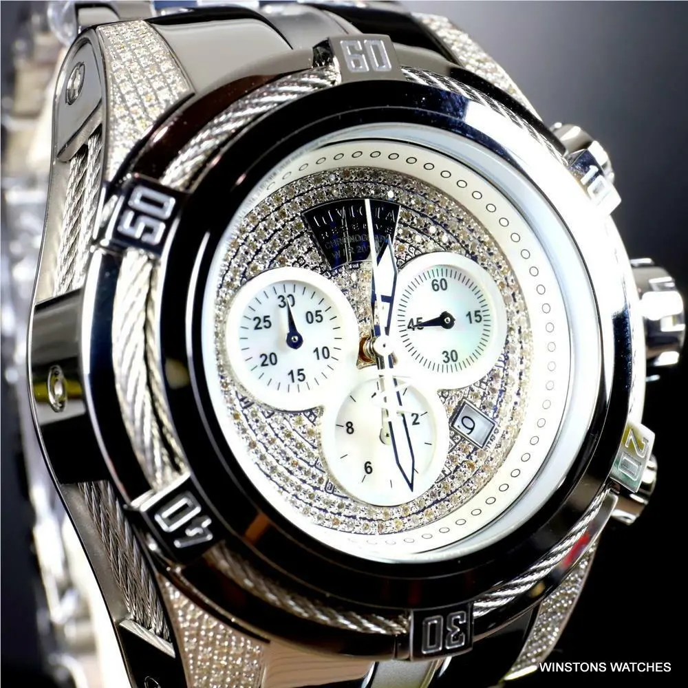Invicta Reserve Bolt Zeus Diamond 50mm Polished Stainless Steel Swiss Watch