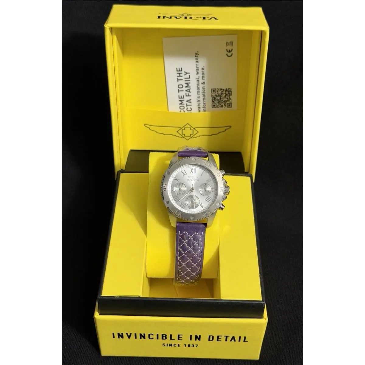 Wildflower Women`s Quartz Watch 21730 Silver-tone SS Case Purple Leather by Invicta