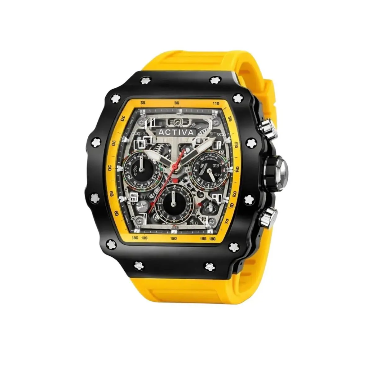 Activa Fury X Invicta Black Yellow Men`s Watch 44.3mm Skeleton Dial ACW2305-021 - Yellow