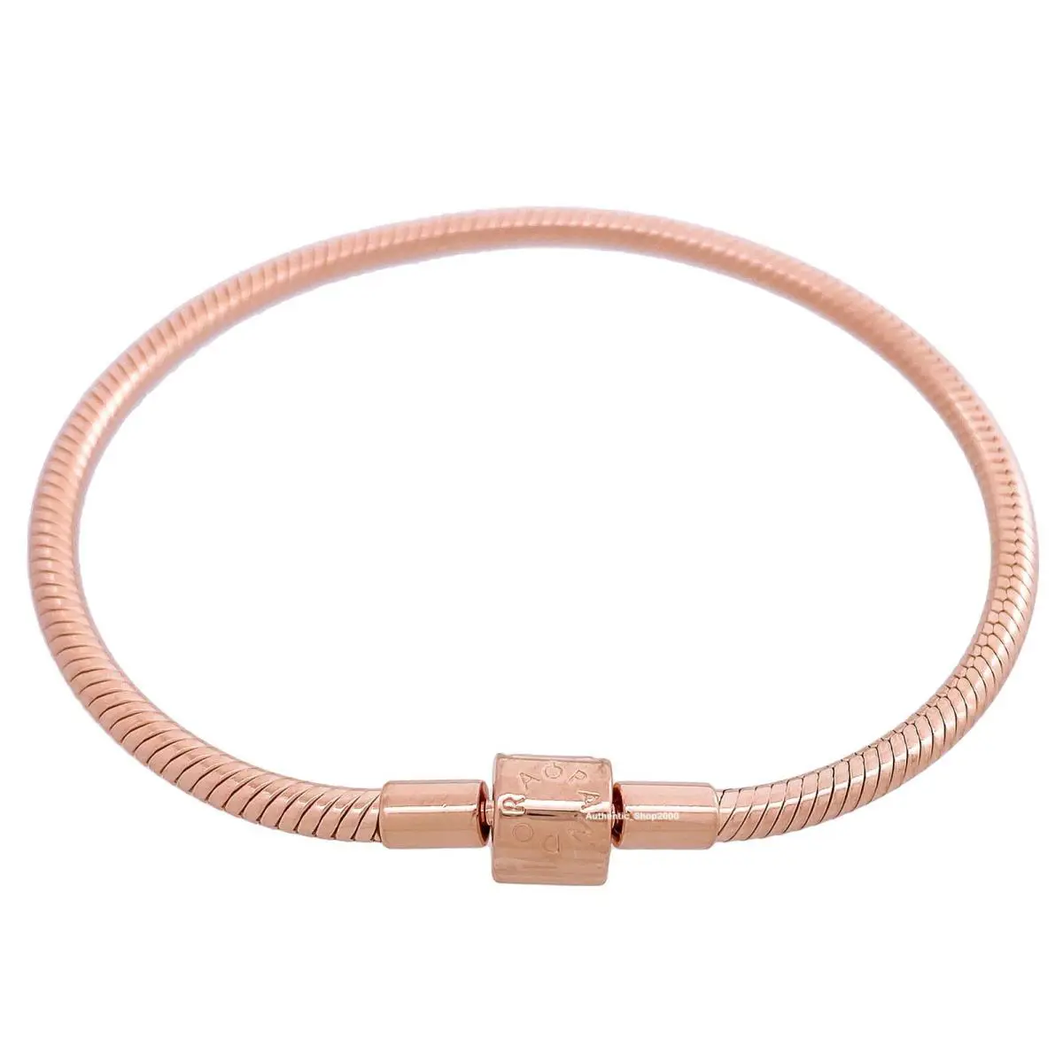 Pandora Rose Moments Barrel Clasp Snake Smooth Chain Charm Bracelet 588781C00