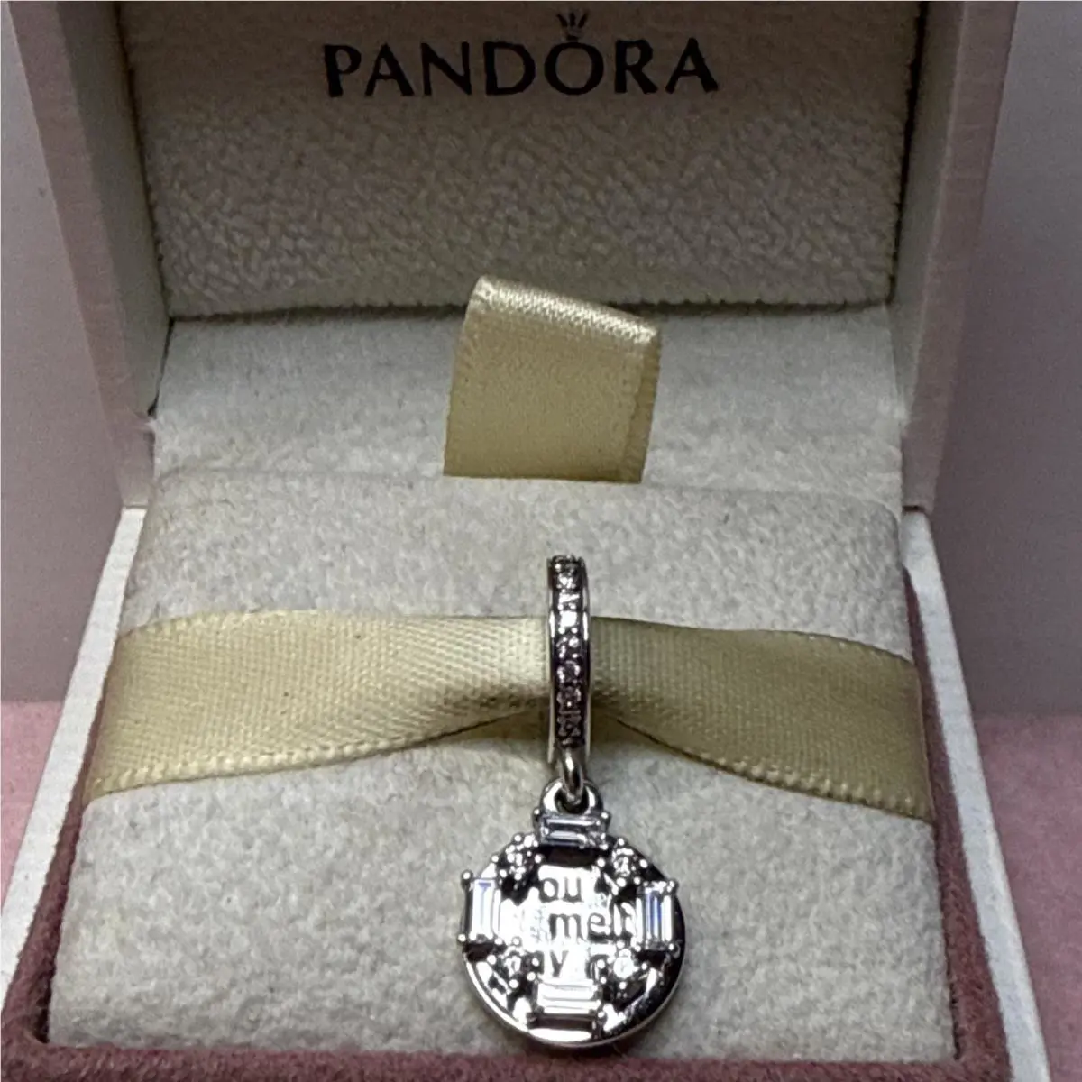 166B Pandora Ss/cz Ice Carving You Melt MY Heart Dangle 797553CZ Retired