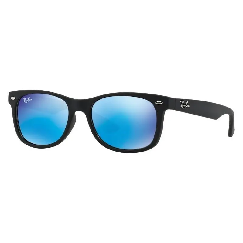 Ray-ban Junior Wayfarer Kids Sunglasses Matte Black Blue Mirror Lens