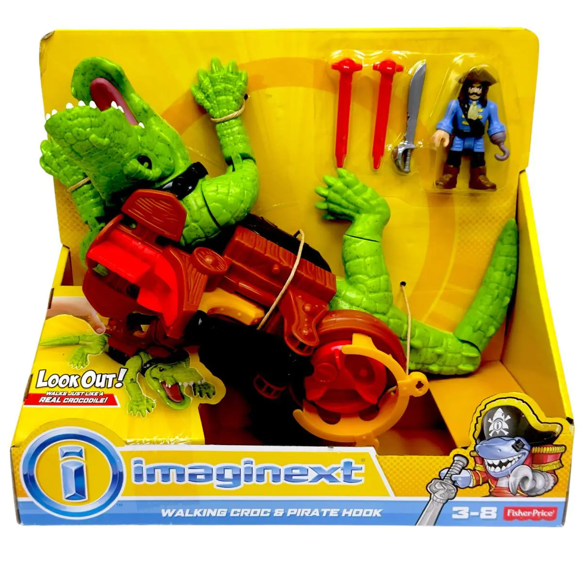 Imaginext Pirates Walking Croc Pirate Hook Figure Set Adventure Kids Toys 3-8