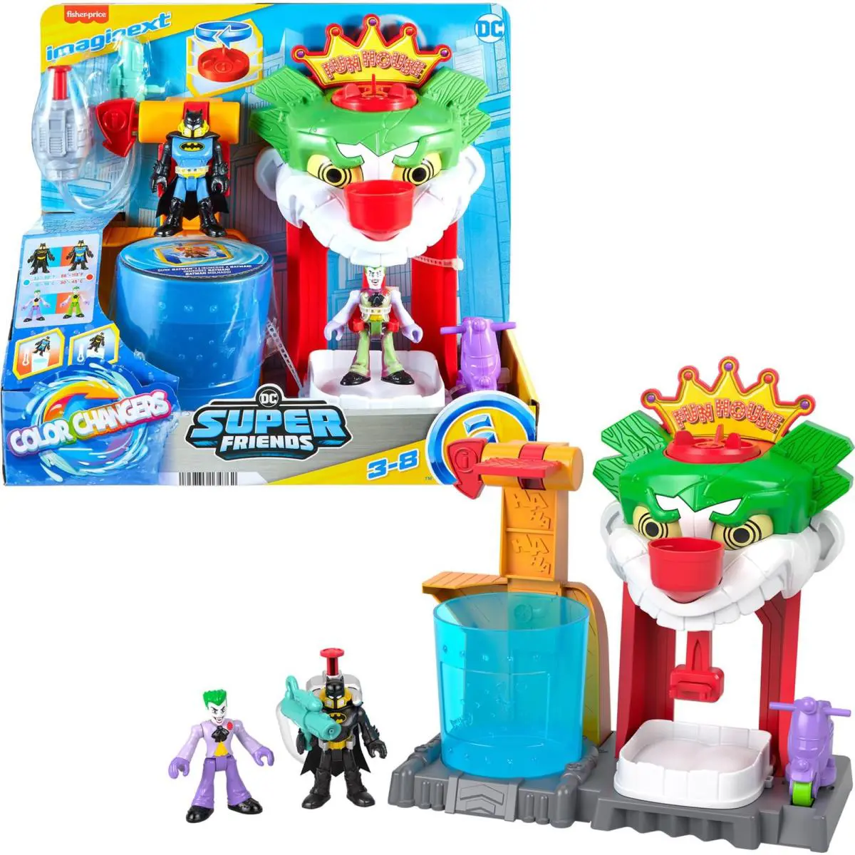 Imaginext Batman Color Changers Playset Funhouse with Joker and Accessories