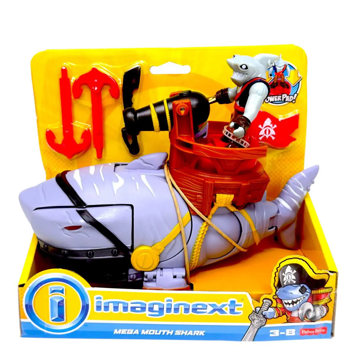 Imaginext Mega Mouth Shark Pirate Action Figure Harpoon Cannon Kids Toy Boys 3-8