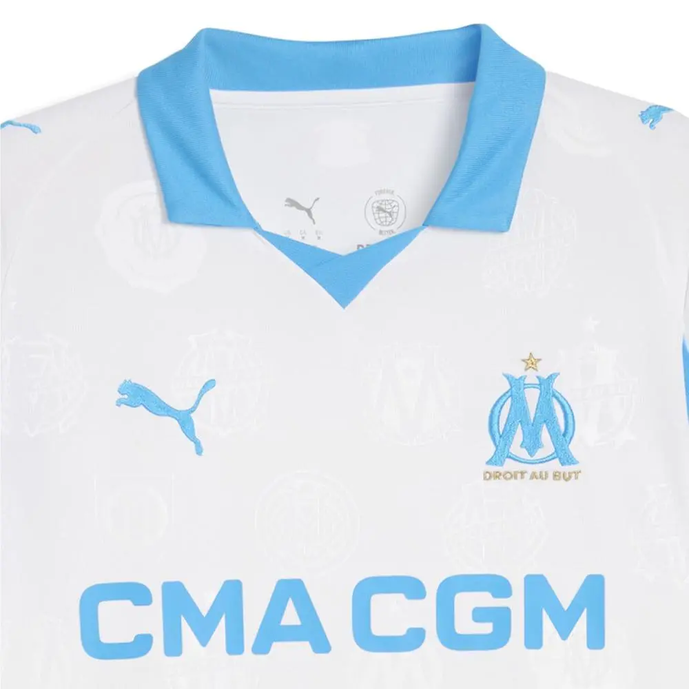 Puma clothing - PUMA Olympique De Marseille Collared Short Sleeve Soccer Jersey 2 - 77980101 - White 3