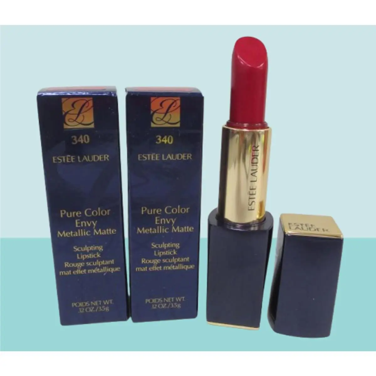 Estee Lauder Pure Color Envy Metallic Matte Sculpting Lipstick 340 Riveted 2PCS