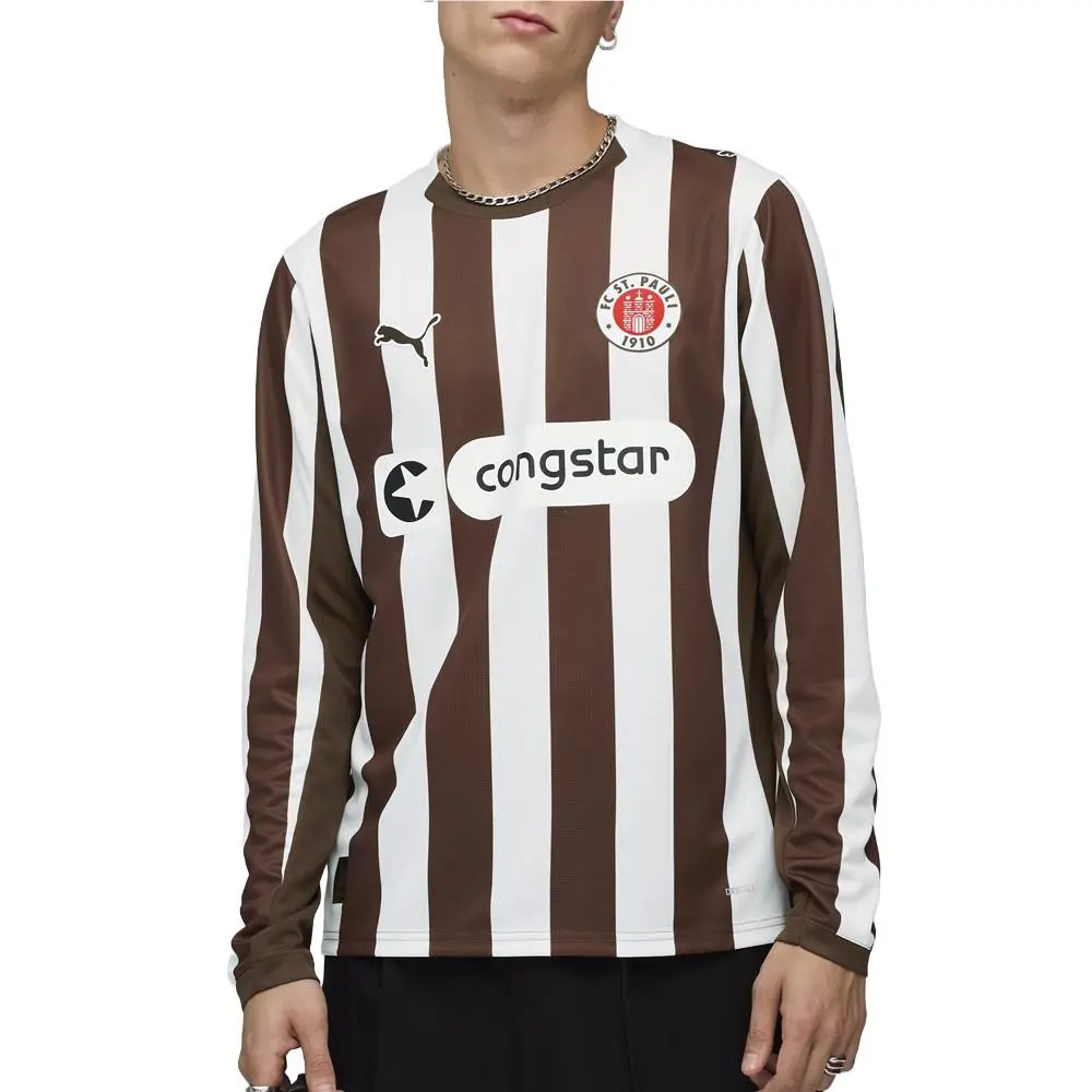 Puma clothing - PUMA Fc St. Pauli 2526 Crew Neck Long Sleeve Home Soccer Jersey - 78306601 - Brown, White 1
