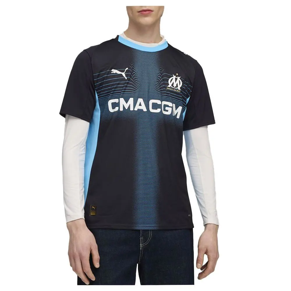 Puma clothing - PUMA Olympique De Marseille Collared Short Sleeve Soccer Jersey 2 - 77984402 - Blue 1