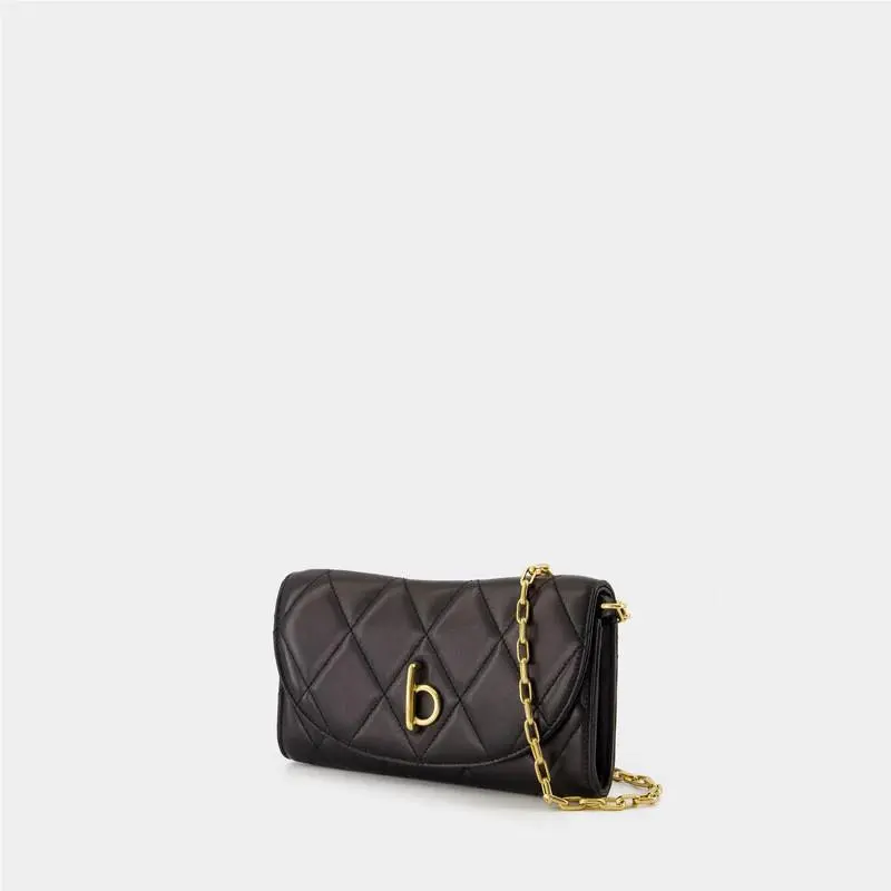 Burberry Black Quilted Rocking Horse Leather Crossbody Wallet on Cha