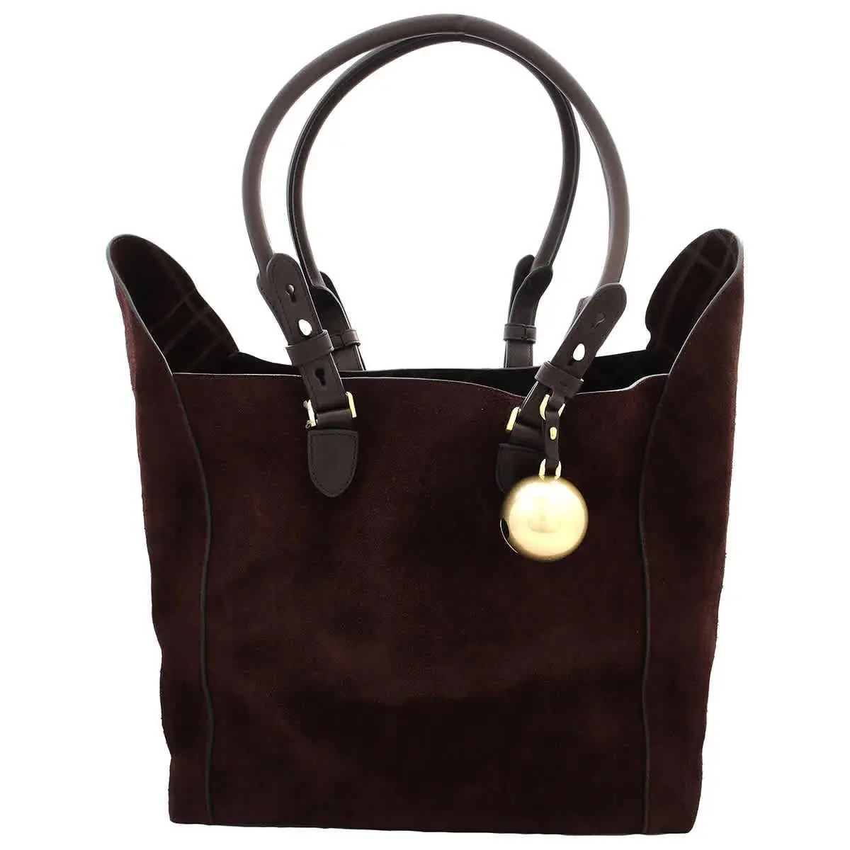 Burberry Medium Calf Suede Shield Tote Bag 8075550 - Brown, Exterior: Cocoa
