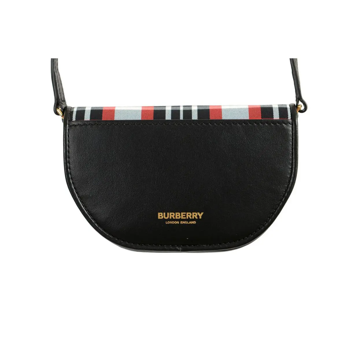 Burberry Unisex Micro Olympia Bright Red Checkered Leather Mini Bag