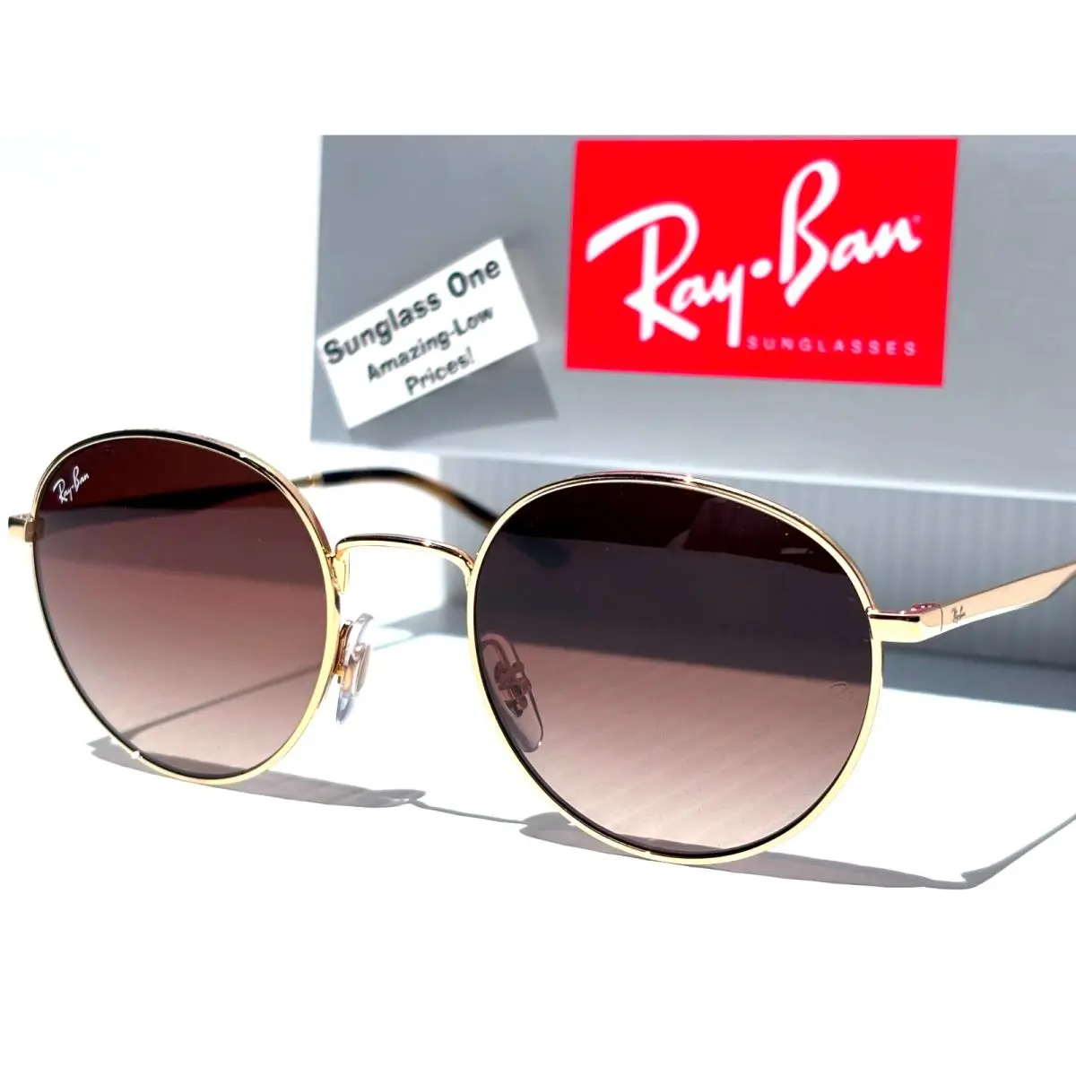 Ray Ban Arista Gold UV Protective Gradient Brown Sunglass RB 3681 001/13