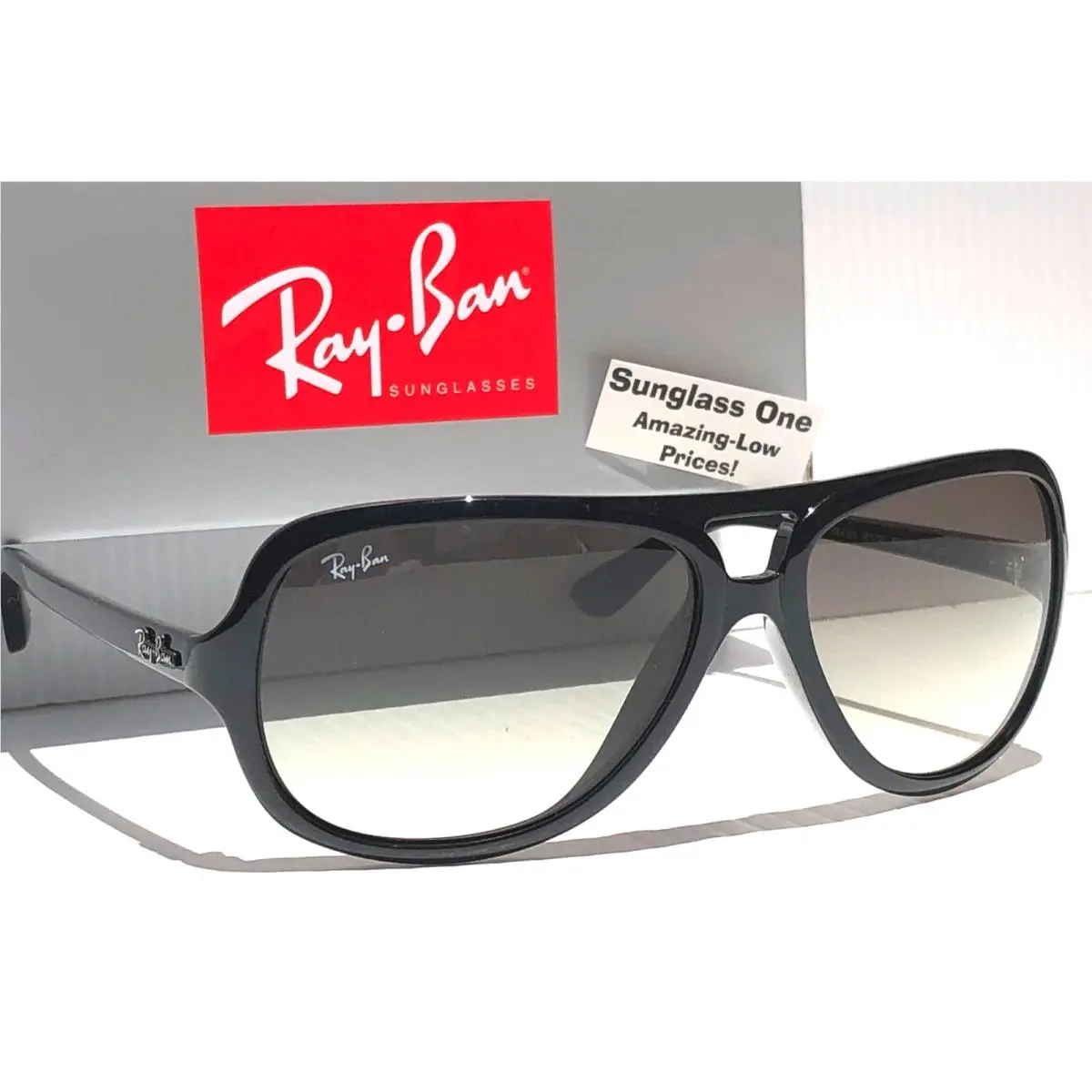 Ray Ban Shiny Black UV Protective Gradient Grey Lens Sunglass RB 4162 601/32