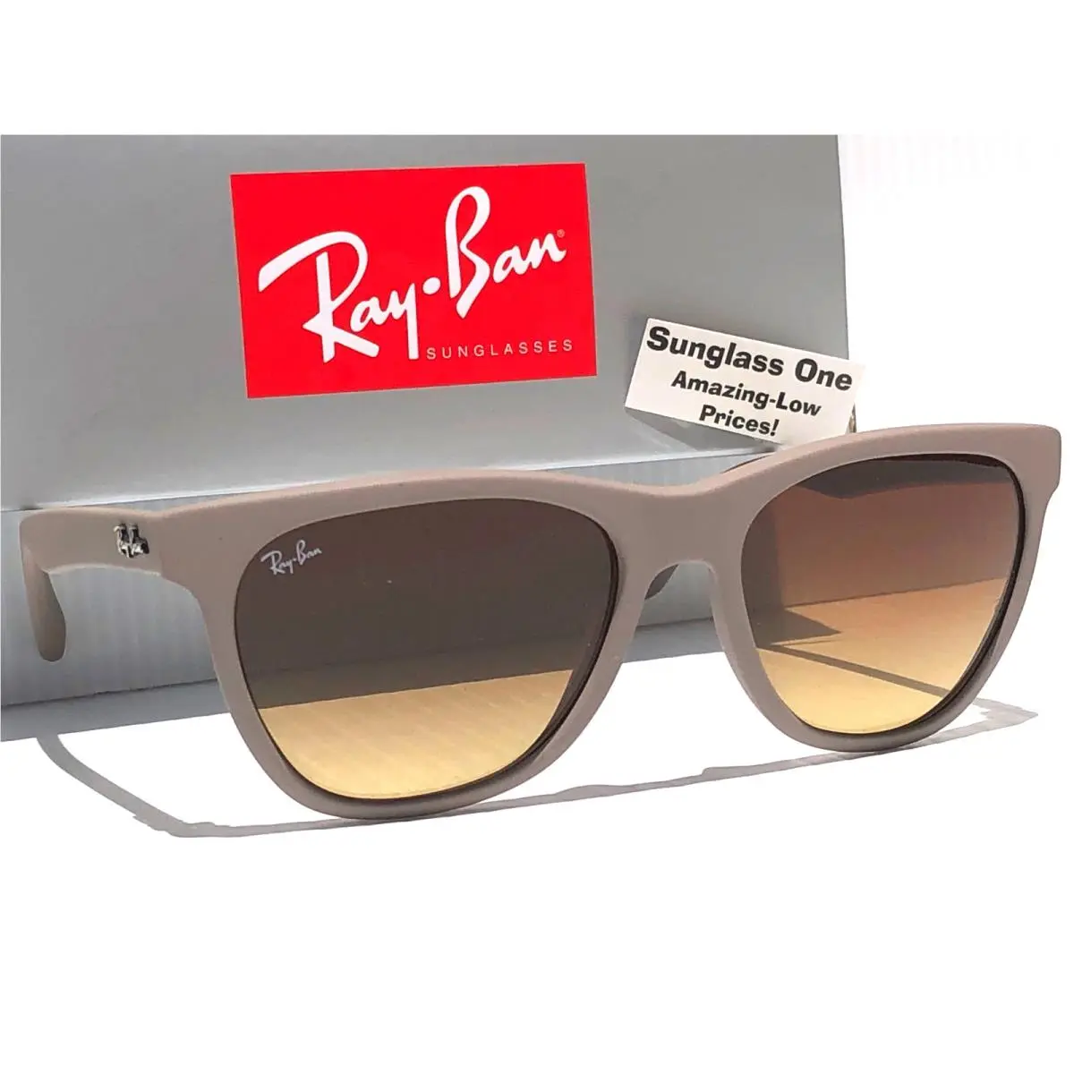 Ray Ban Matte Beige Wayfarer Gradient Brown Lens Sunglass RB 4184 886/85