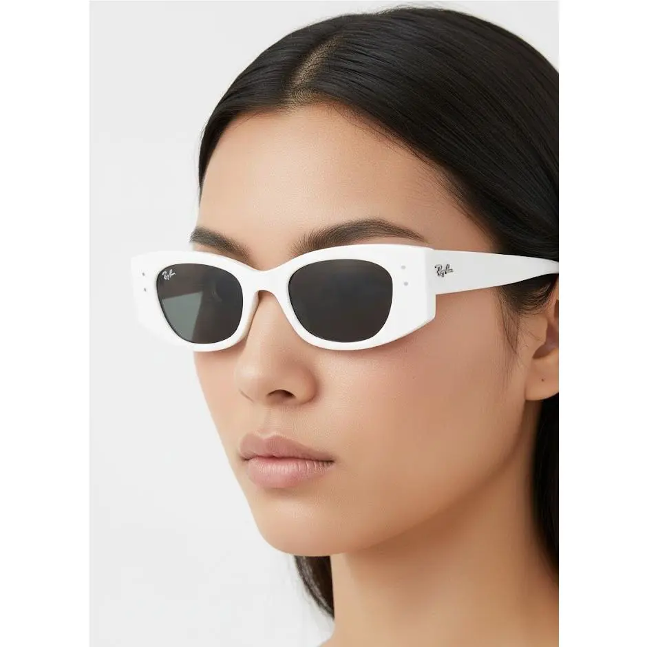 Ray-ban Men Kat 49mm Small Rectangular Sunglasses White - Frame: Multicolor