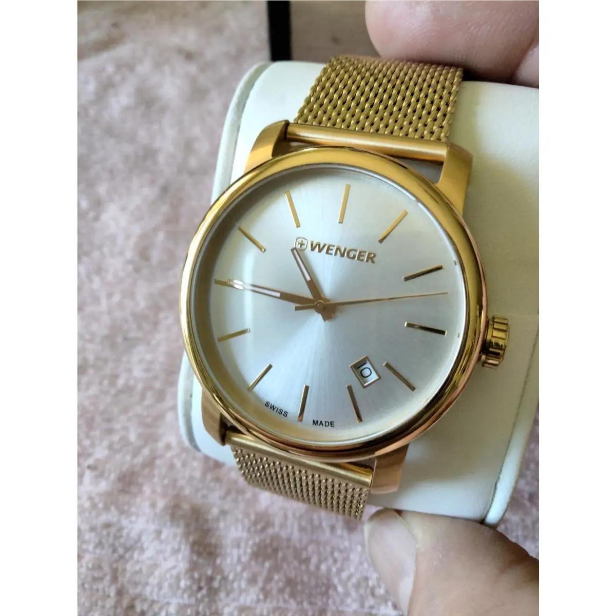 Wenger Vintage Swiss Made Gold Tone 40 MM Quartz 1041.14 Watch