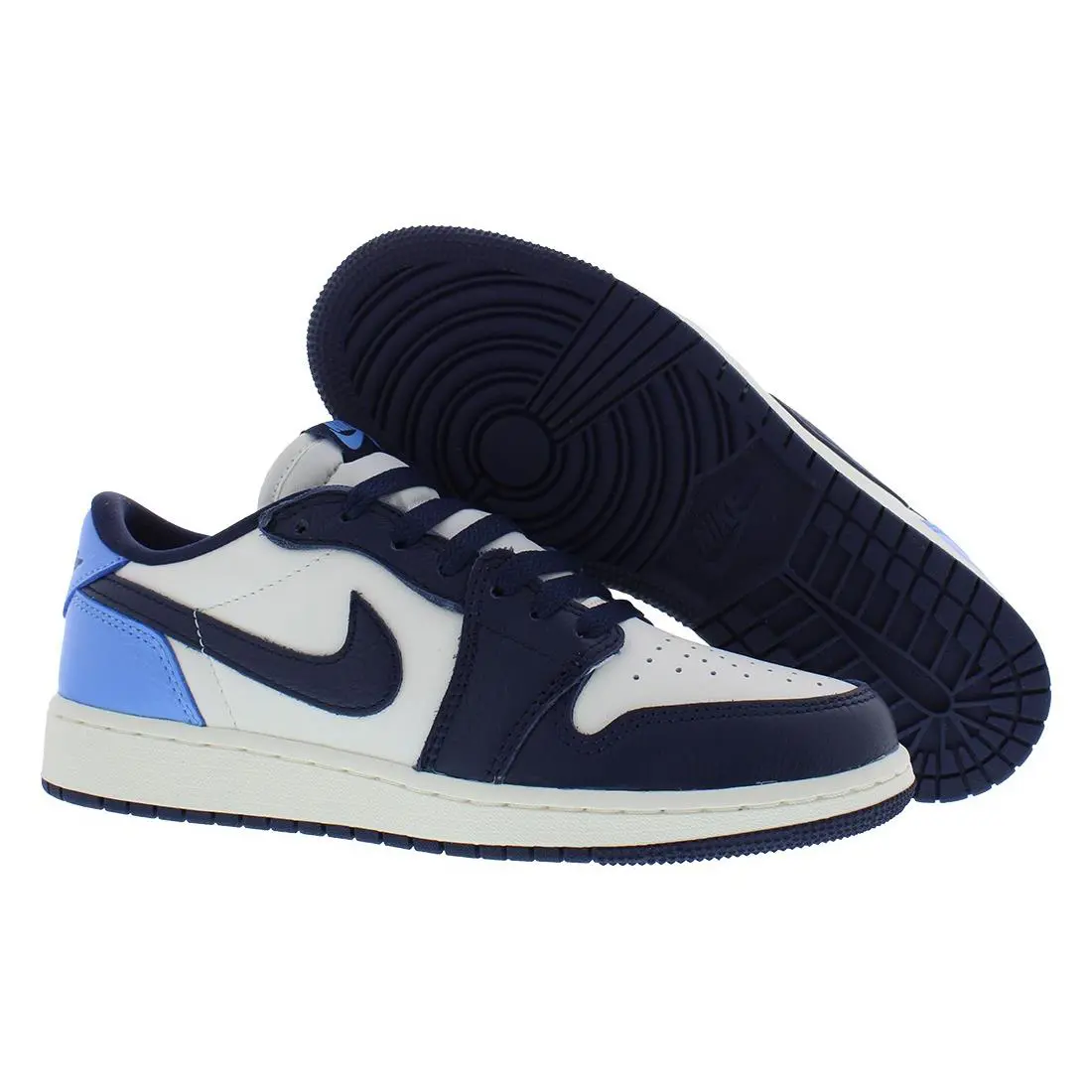 Nike Air Jordan 1 Retro Low Og GS Boys Shoes - Cream/Navy, Main: Off-White