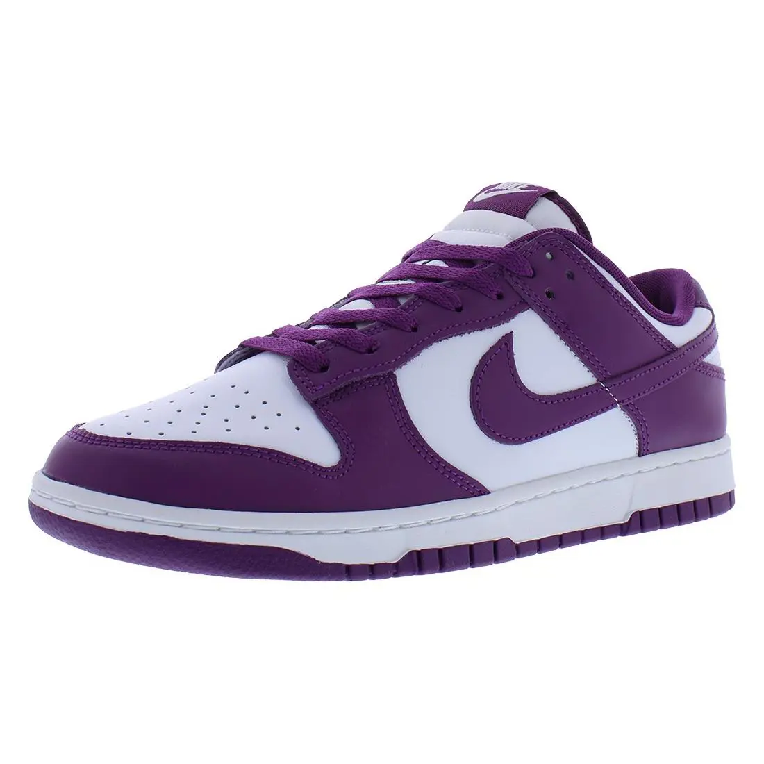 Nike Dunk Low Retro Leather Mens Shoes - White/Viotech/White, Main: Purple