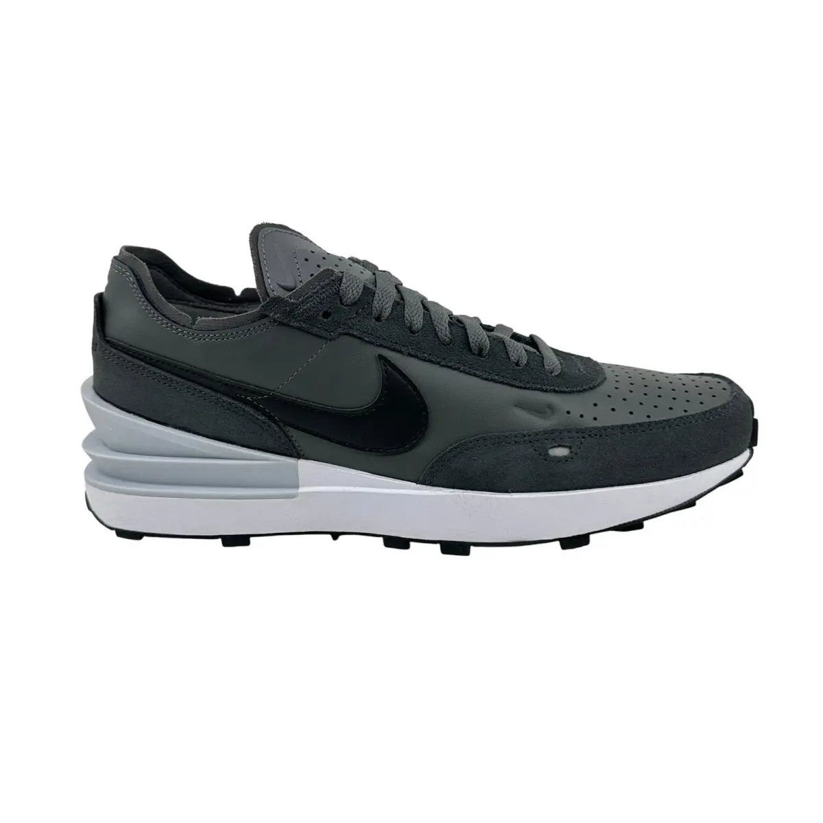 Nike Waffle One Leather Iron Grey Black Mens Athletic Sneaker - Gray, Manufacturer: Iron Grey Black