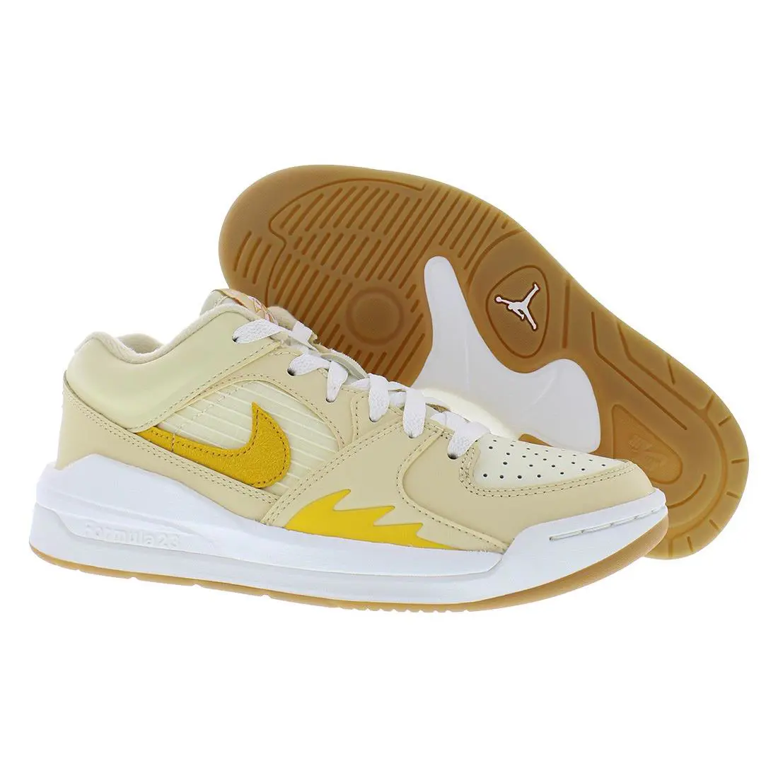 Nike Jordan Stadium 90 Leather Womens Shoes - Pale Vanilla/Yellow Ochre, Main: Beige