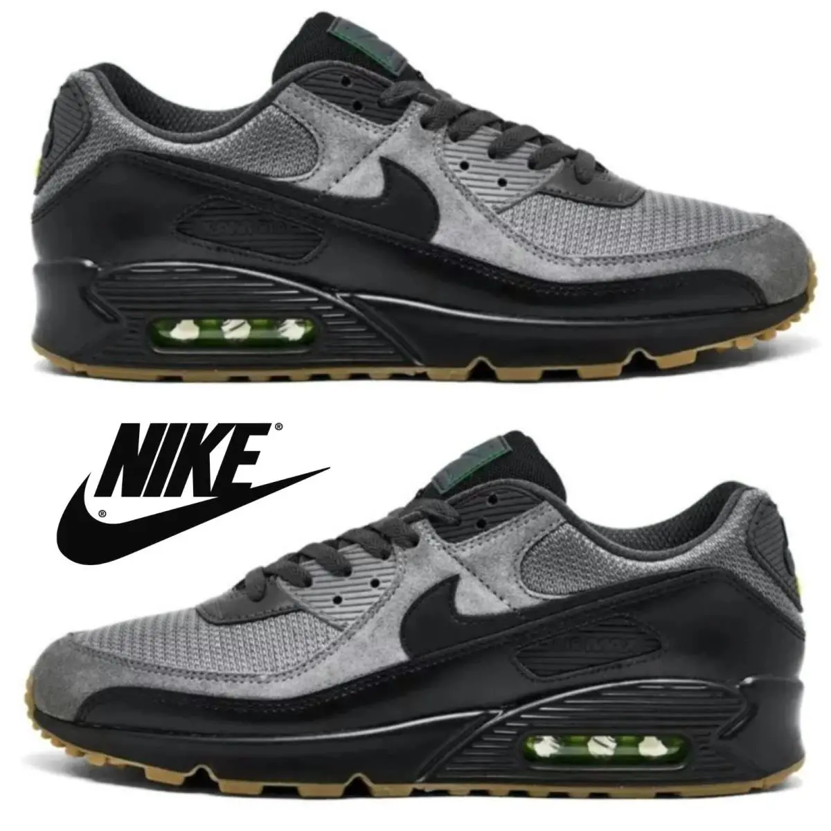 Nike Air Max 90 Men`s Sneakers Running Casual Athletic Shoes Comfort Trainers - Gray, Maufacturer: Smoke Grey/Black/Anthracite