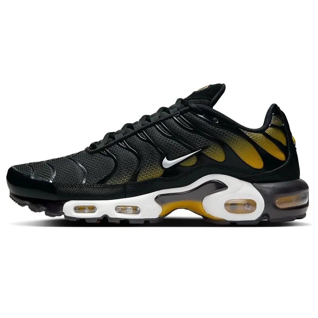 Mens Nike Air Max Plus Black Gold Yellow Running Athletic Shoes - Sz 10.5 - Black