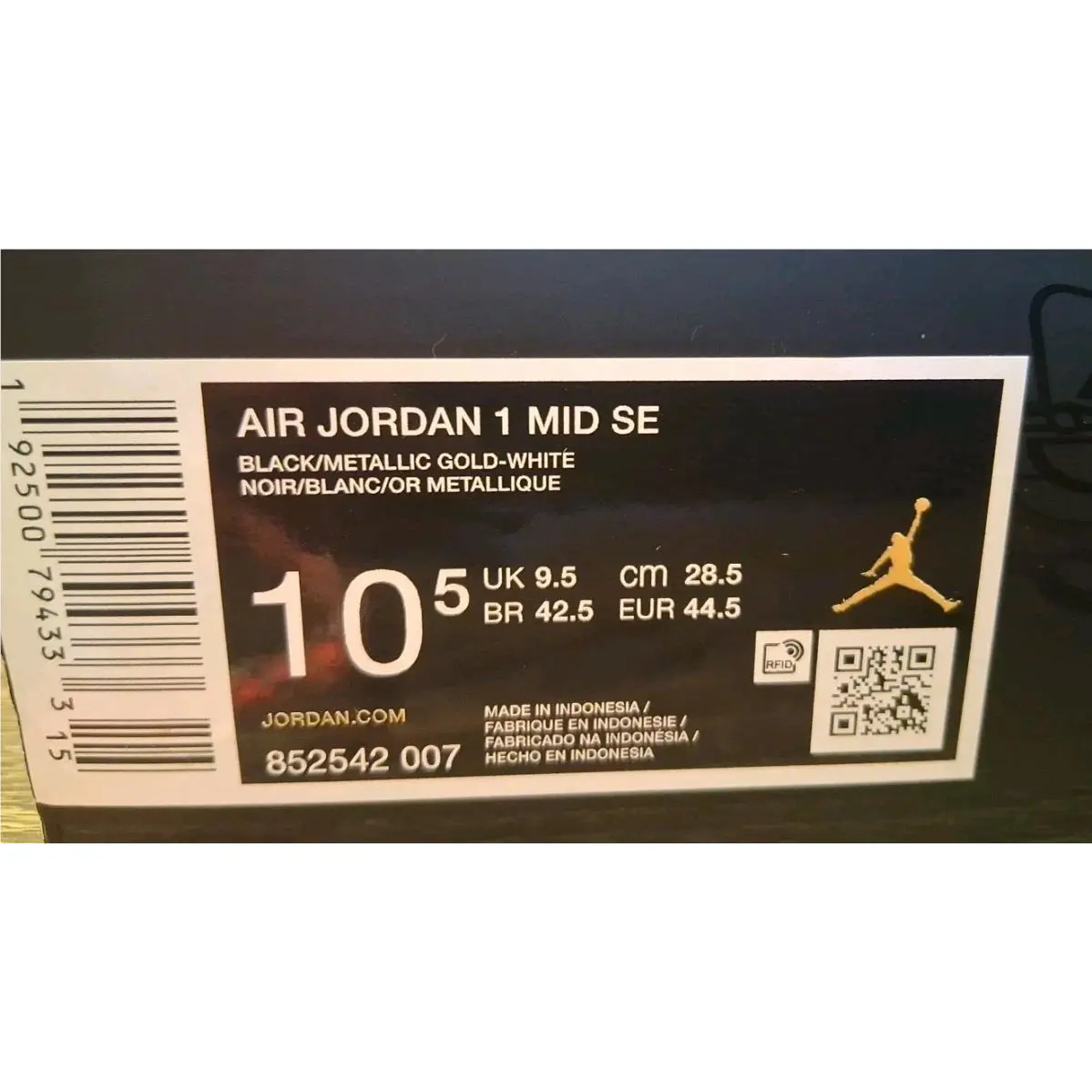 Nike shoes - Air Jordan 1 SE - Air - 852542-007 - Black/Metallic Gold/White 10