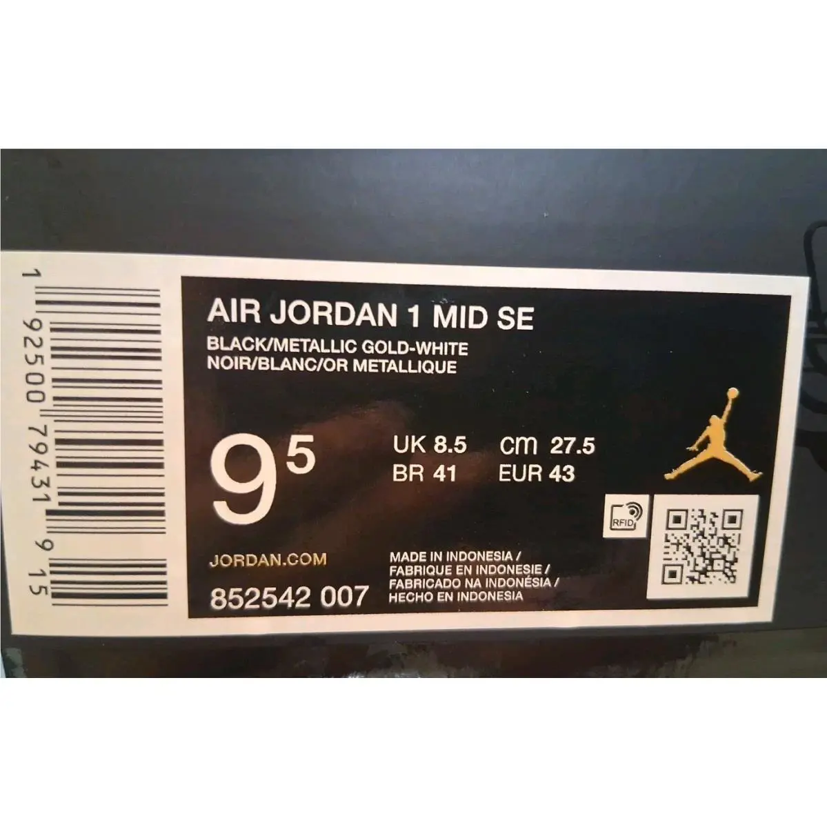 Nike shoes - Air Jordan 1 SE - Air - 852542-007 - Black/Metallic Gold/White 20