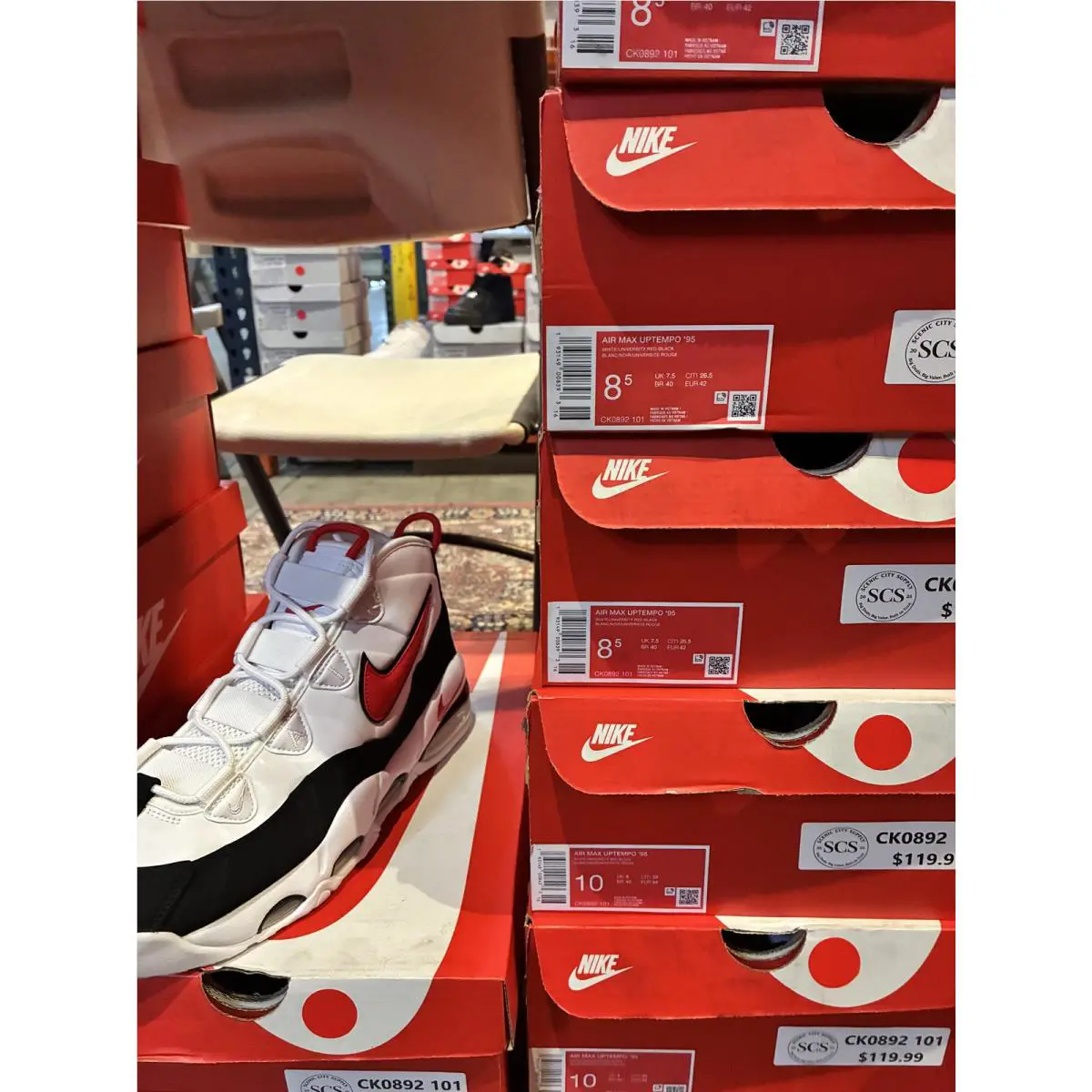 Nike shoes - Nike Air Max Uptempo 95 White University Red CK0892-101 2